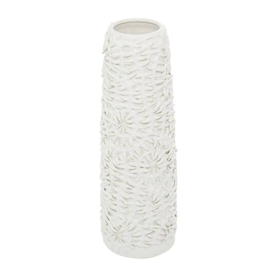 White Ceramic Contemporary Vase, 17" x 6" x 6"